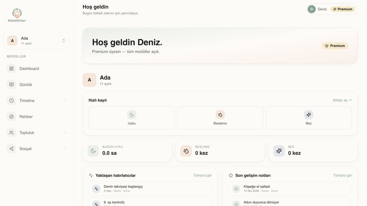 BebeRehber web dashboard