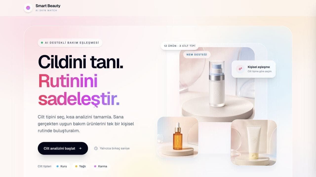 Smart Beauty canlı uygulamasının cilt analizi başlangıç ekranı